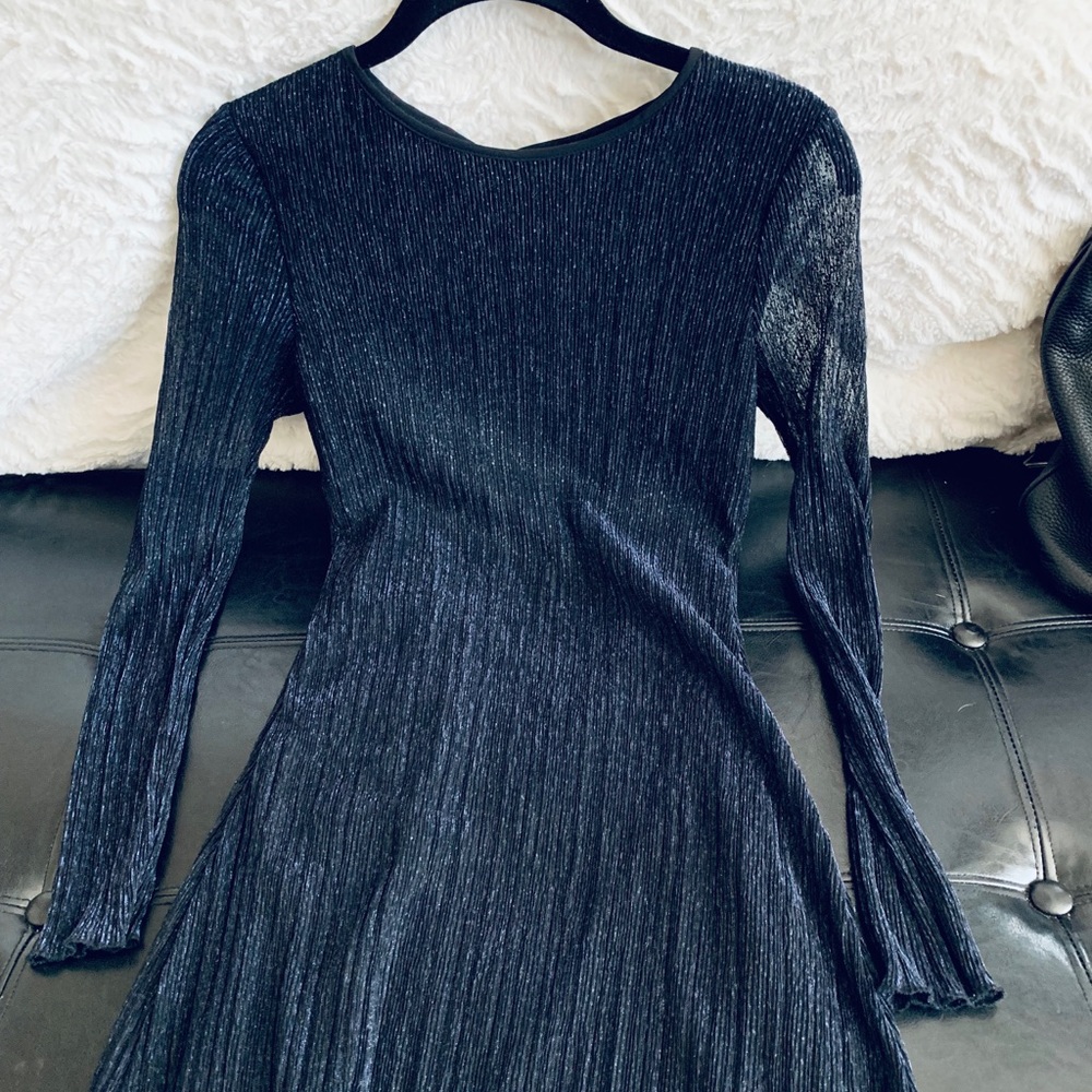 Worn Once Designer Dress Gunmetal/Blue